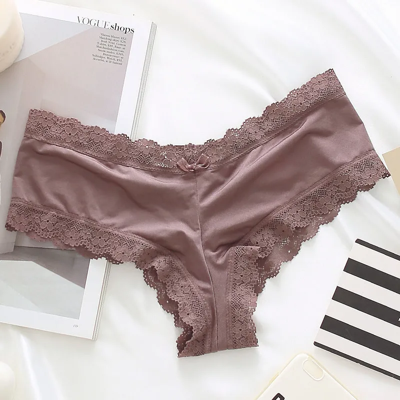 Lace Yoga Shorts Women Low-Waist Thongs Underwear Sexy Women Comfortable Seamless Triangle Panties