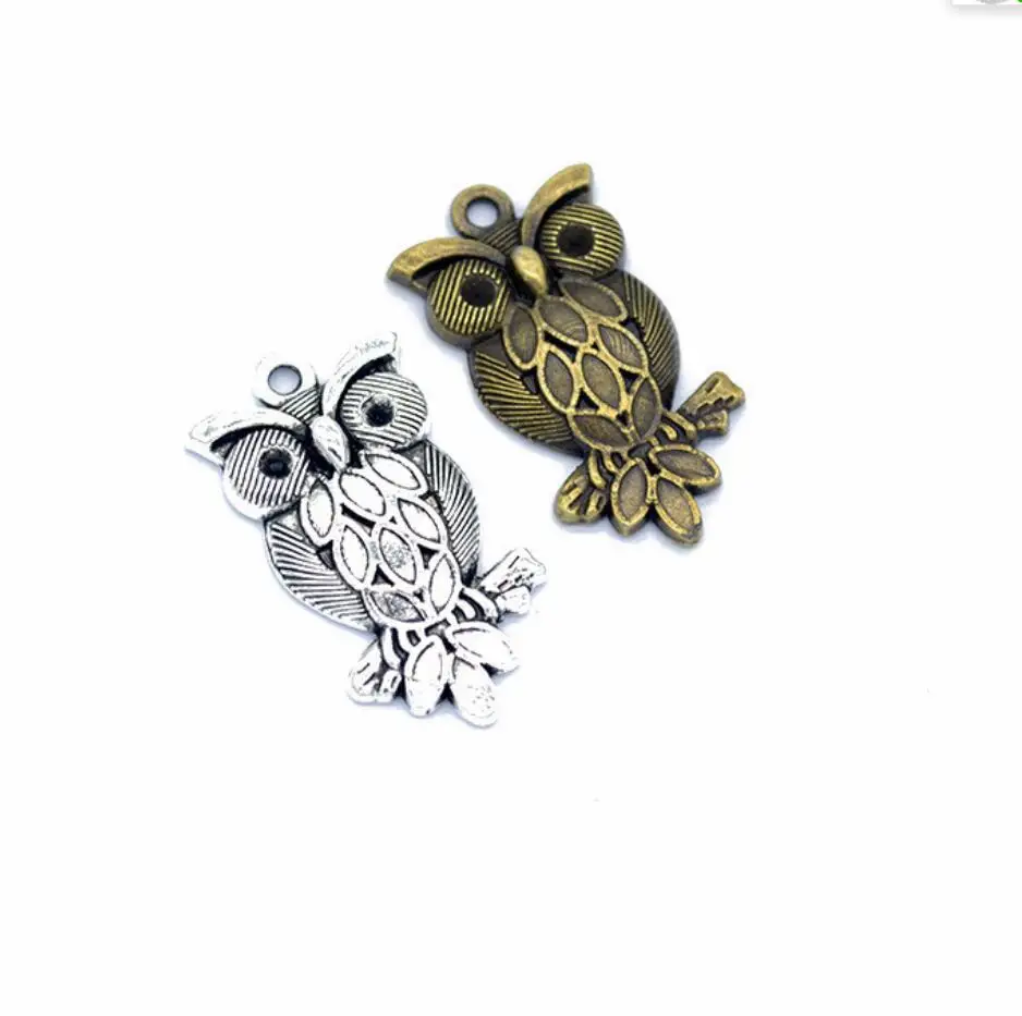 35pcs 30*16mm Animal Charm Owl Pendant 3 Colors DIY Retro Jewelry Bracelet Necklace Charms Pendant F0314