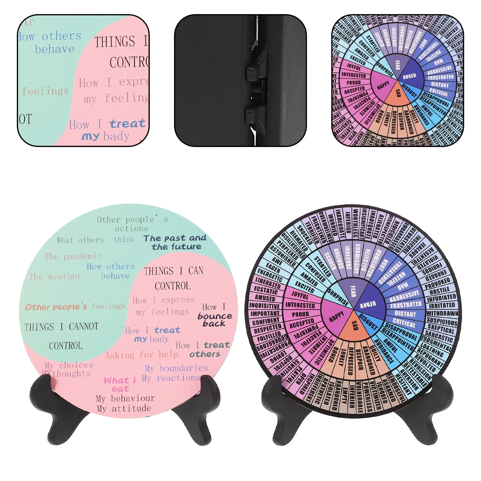 2pcs Feelings Wheel with Stand Feelings Wheel Decoration Emotion Wheel Ornament