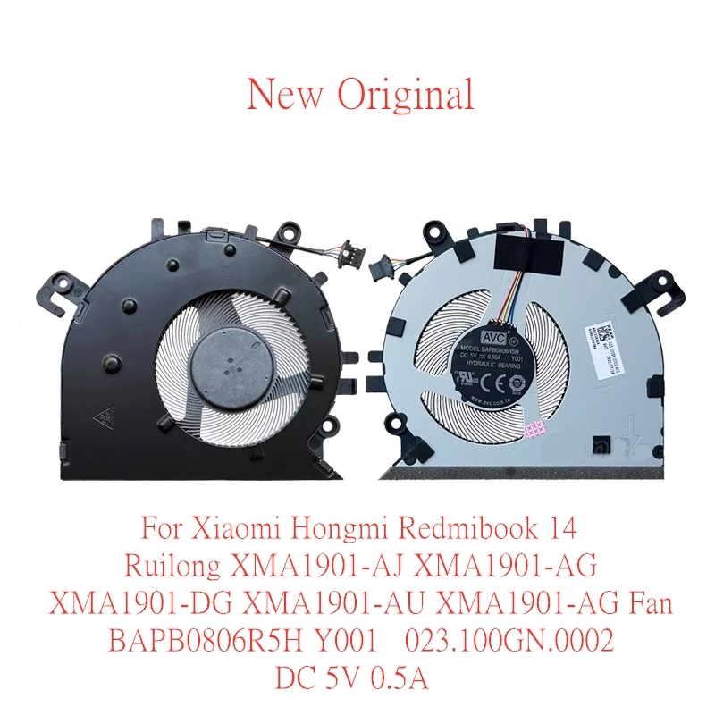

NewOriginal Laptop Cooling Fan For Xiaomi Hongmi Redmibook 14 Ruilong XMA1901-AJ AG DG AU AG Fan BAPB0806R5H Y001 023.100GN.0002