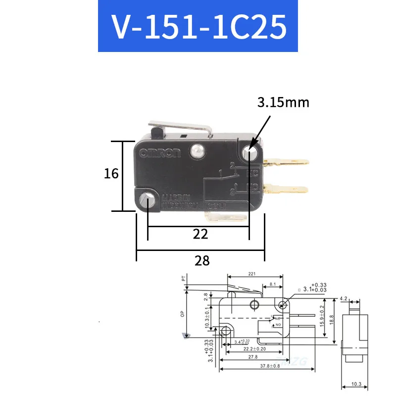 Micro switch Travel Switch Limit V-15 V-152 V-153 V-154 V-155 V-156-1c25 10A250V