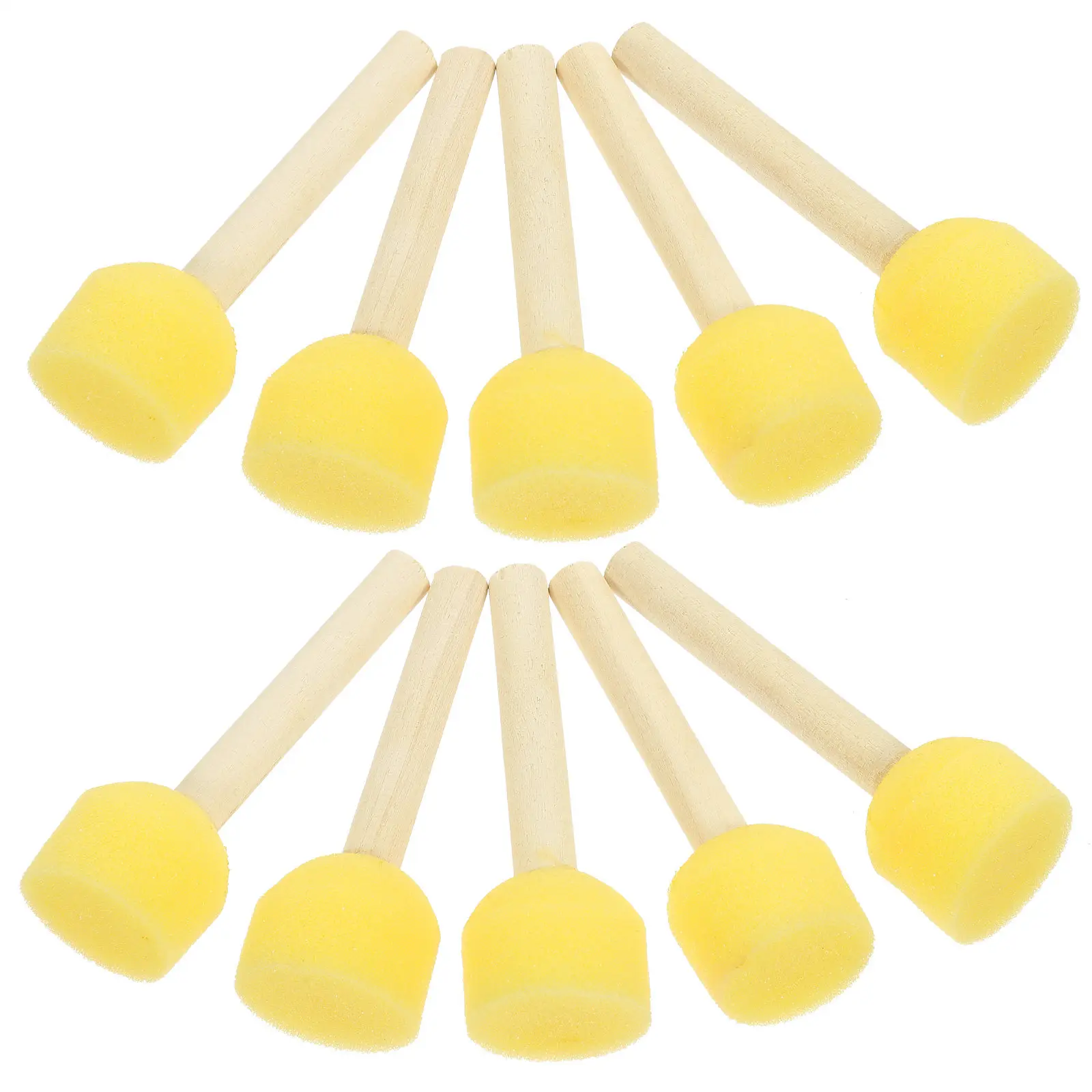 20Pcs 페인팅 스폰지 브러쉬 라운드 소프트 스폰지 팁 나무 손잡이 보육원 정원 예술을위한 깨끗하고 편리한 페인팅 도구