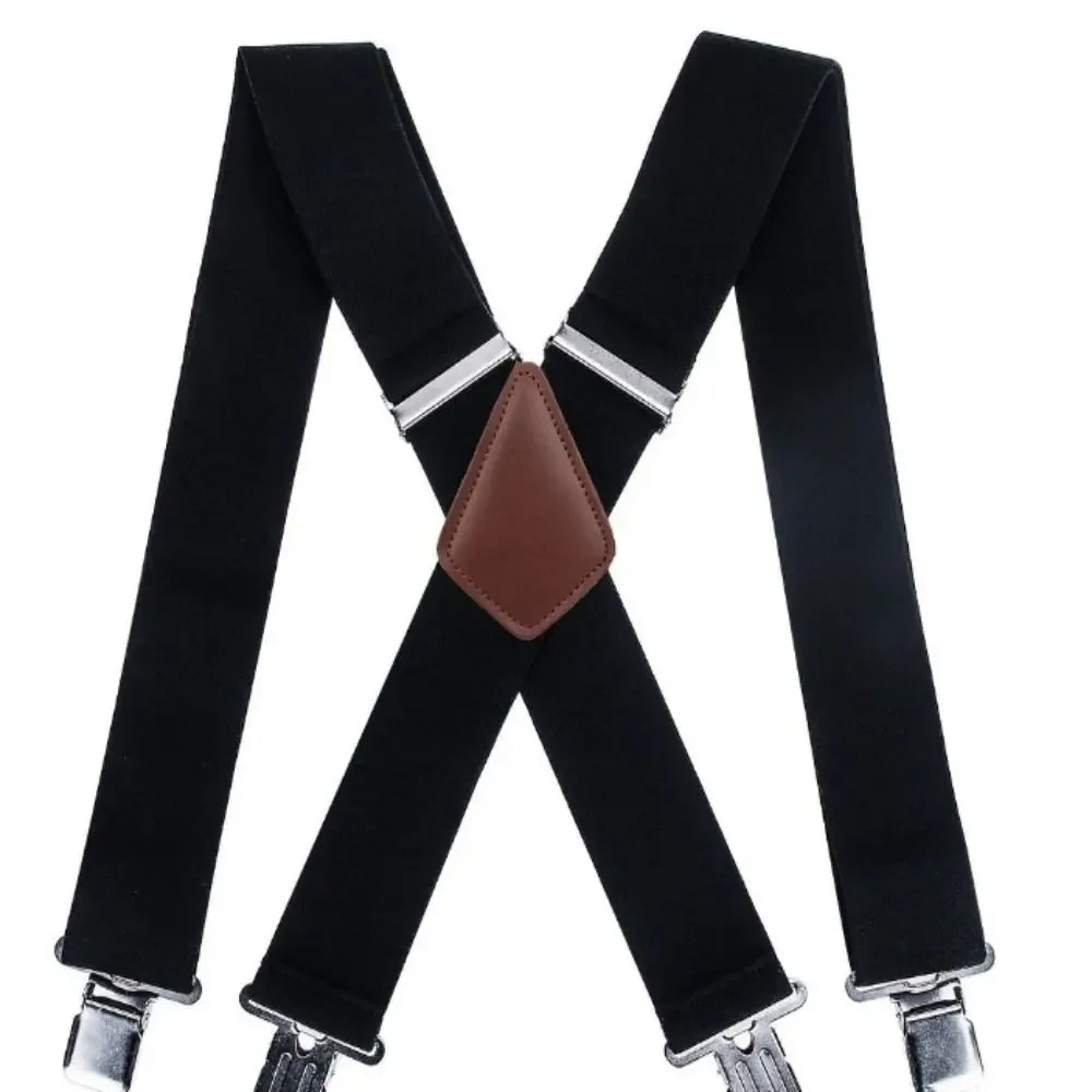 New Widen Men Suspenders Adjustable X-Back Trouser Braces 4 Strong Clips Elastic Suspenders Straps Wedding Suit
