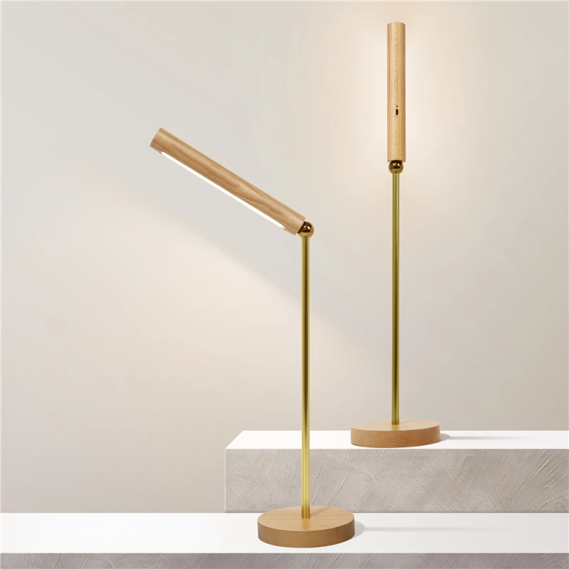 Magnetic Wooden Rotatable Wall Lamps 360 Degree Wall Light for Home USB Charging Touch Dimming Bedroom LED Bedside Ambient Light