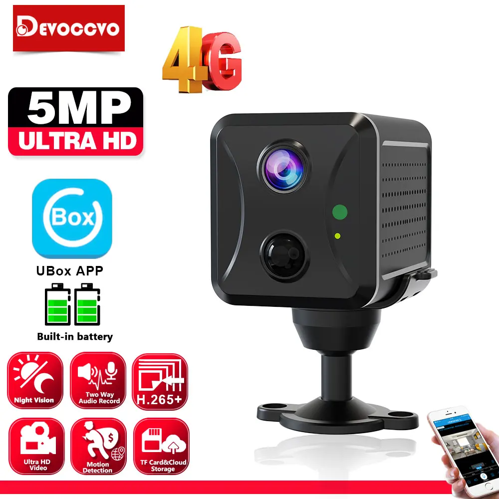 4G Sim Card Wireless Network Security Mini Camera 5Mp Hd Telecamera Ip Alimentata A Batteria Ricaricabile 4G Lte Telecamera Di Sorveglianza Domestica