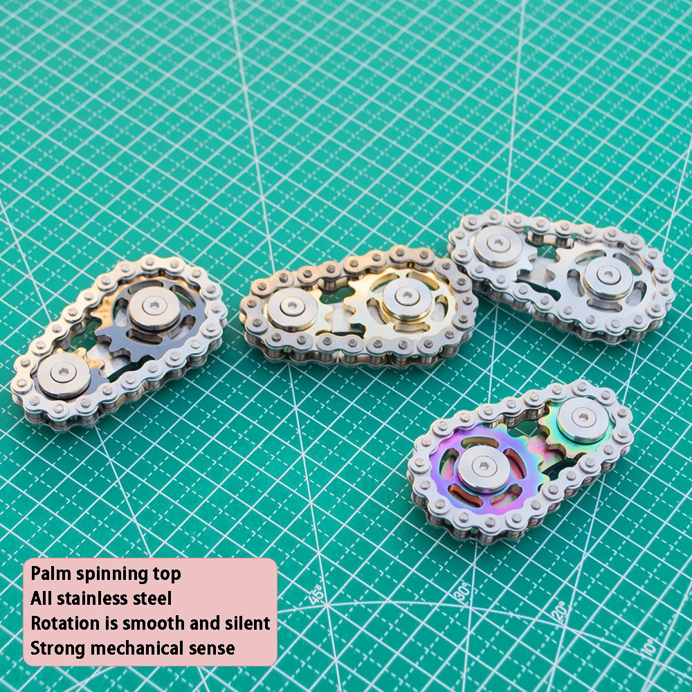 

Rainbow EDC Metal Stainless Steel Gear Chain Fingertip Gyro Sprocket Flywheel Fingertip Anxiety Stress Relief Toy Fidget Spinner