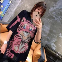 Diamond Stamping Tiger Letter Design Plus Size Women's T-shirt Street Personality Y2K Fashion Plus Size Tops Summer New T-shirts - Image 3