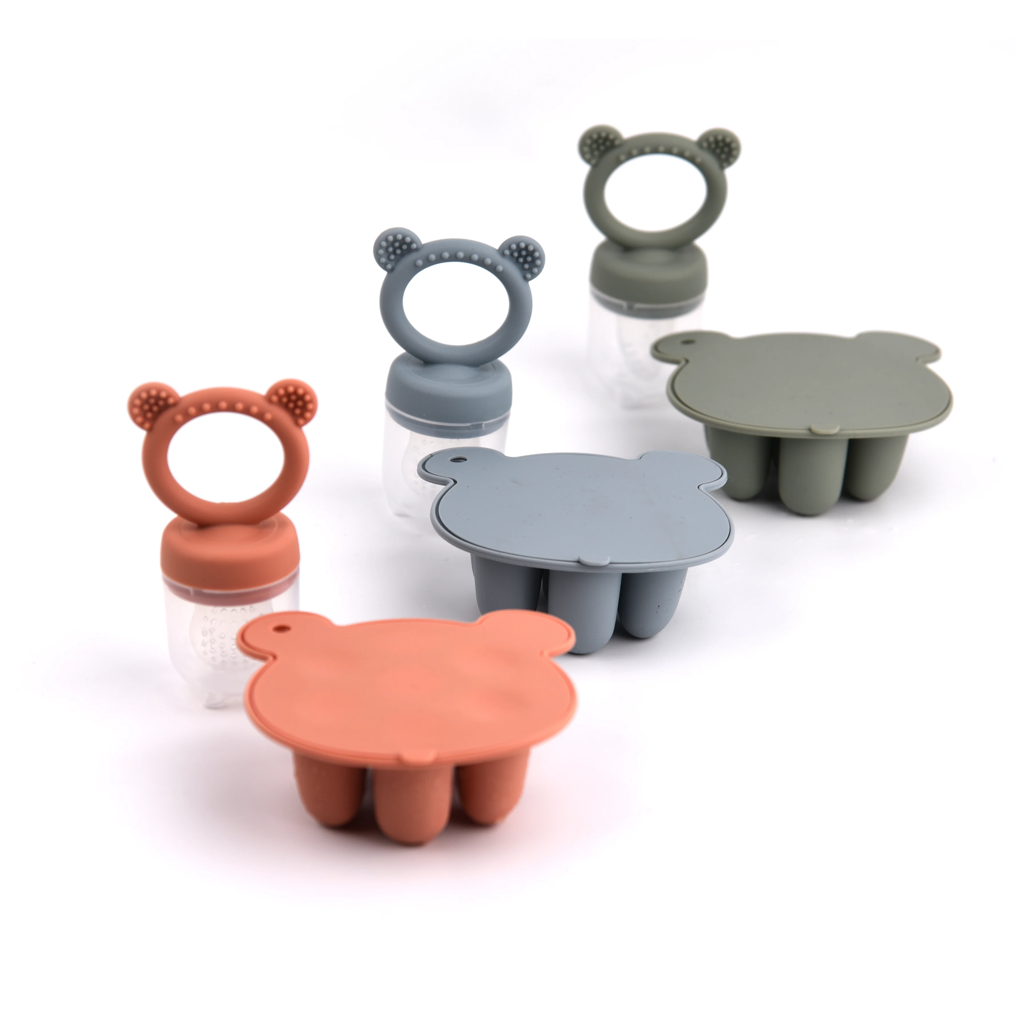 Animal Design Bear Set Fruit Feeder Breast Milk Freezer Tray Food Soup Silicone Freezer Tray Silicone Popsicle Mold