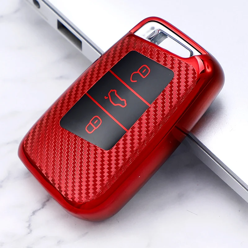 Sleek Carbon Fiber TPU Car Key Cover Case