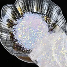 

50g/Bag Ultra-thin Chameleon Nail Art Glitter Nude Laser Holographic Sequins Mixed Hexagon Pudgy Flakes Manicure Decoration SC#2