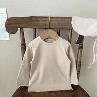 2024 Spring Newborn Baby Boys Girls Cotton T-shirt Clothes Toddler Crewneck Long Sleeve Solid Casual Autumn Tops Tees 3-36Months 4