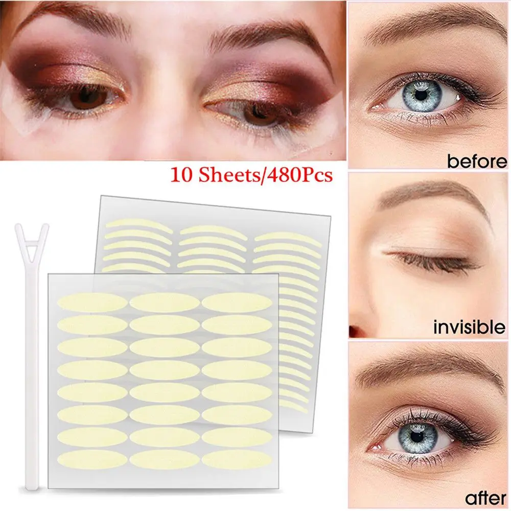 

480Pcs Hot Breathable Adhesive Eyelid Stickers Double Side Eyelid Eye Makeup Tape Transparent
