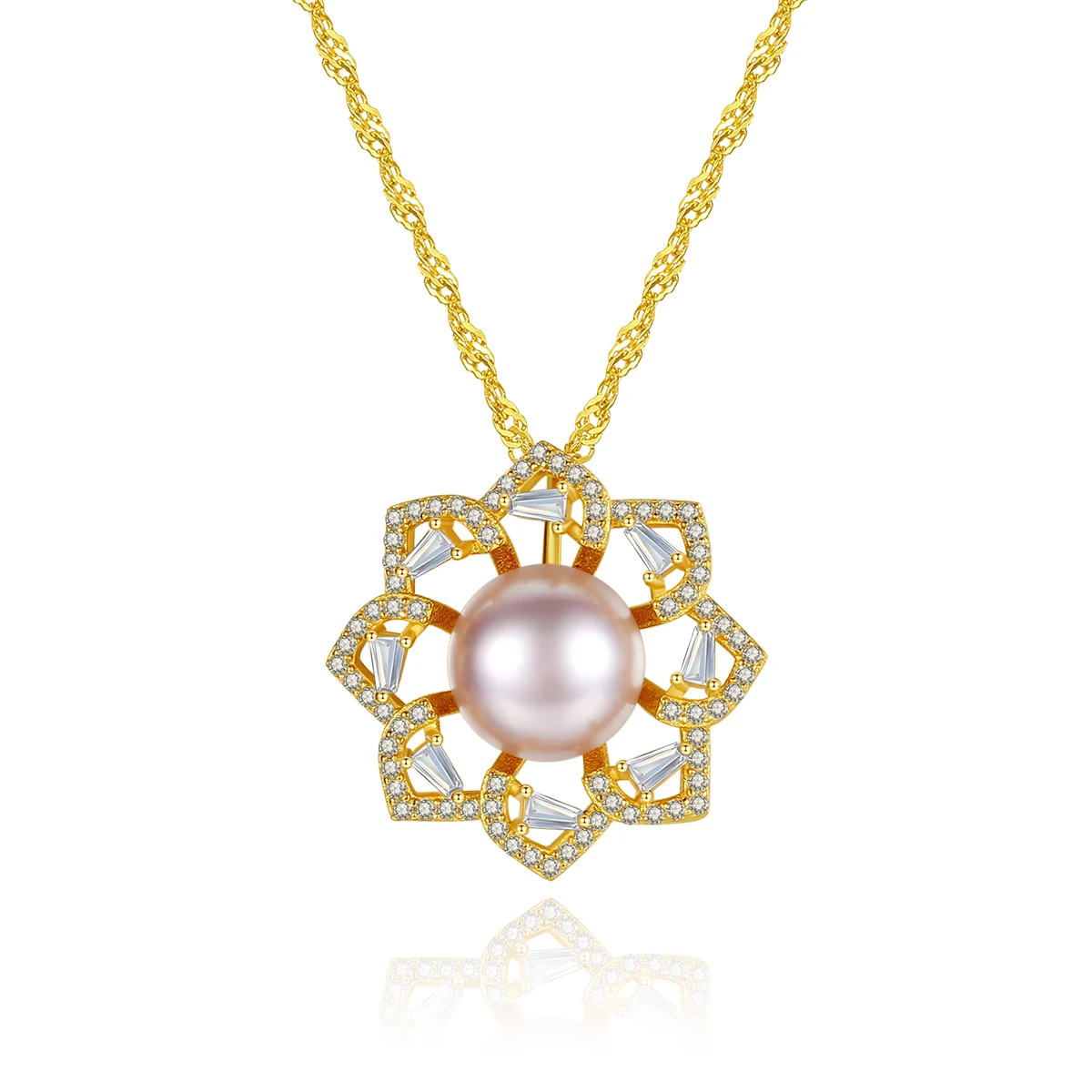 Collana con ciondolo a forma di fiore in argento sterling per donna 2023, elegante per matrimonio, perla naturale fine_voghion.com