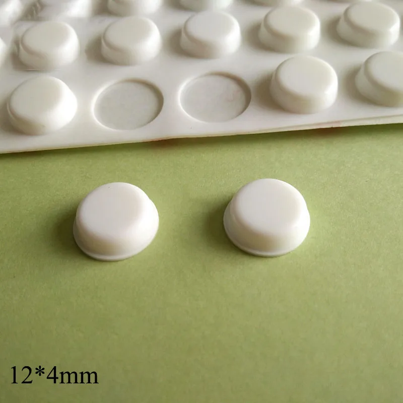 64Pcs 12*4Mm White Furniture Protection Shockproof Silicone Rubber Bumper Feet Pads Anti Slip Silicone Rubber Feed Pads