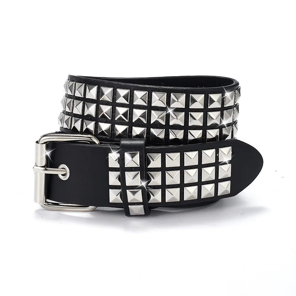 Punk-Nieten-Gürtel für Damen und Herren, Modisch und Vielseitig, Trendiger Dekorativer Gürtel mit Strass-Besatz – Detail 10