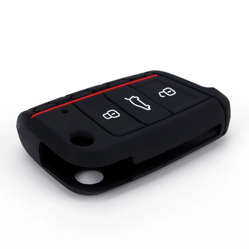 Key Case Cover Car Key Case Silicone Cover for VW Golf 7 MK7 3 Buttons Flip Folding Remote Key Fob for Seat Skoda Car Accessories