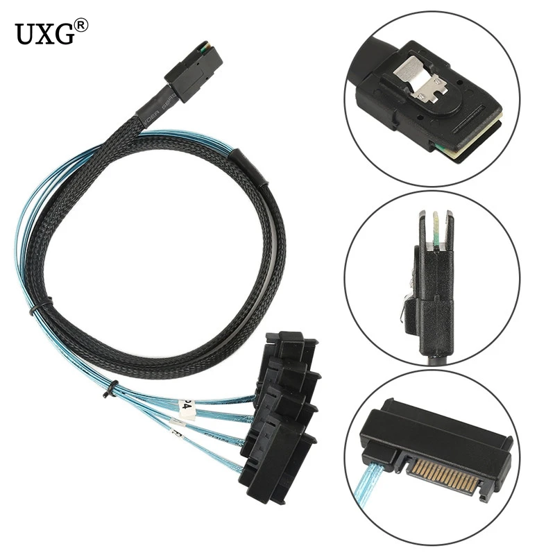 цена Centechia 100cm 6G Transfer Rate Mini SAS 36p SFF-8087 To (6) SFF-8482 Connectors With SATA Power Cable