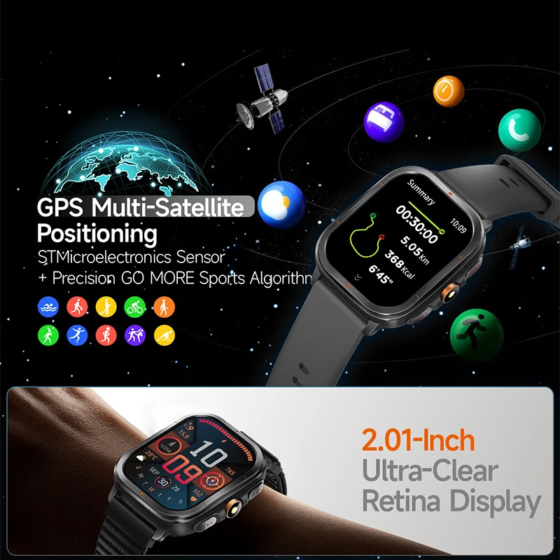 Nuovo Smartwatch 2026 con GPS, Bussola, Torcia, Funzione Q&A GPT, Monitoraggio Frequenza Cardiaca e Salute, Modalità Sportive, Chiamate BT, Impermeabile 1ATM - immagine 2