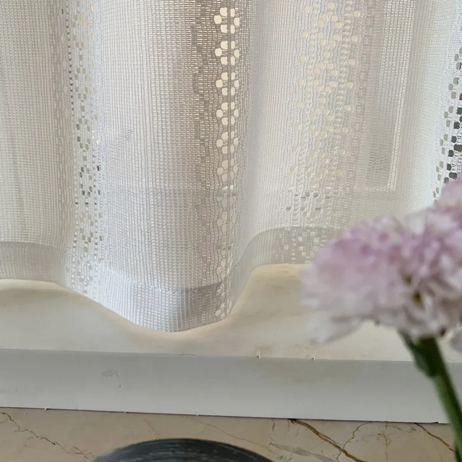 Rideau Jacquard blanc court à rayures, demi-rideaux pour cuisine, loft, porte de séparation, rideaux de fenêtre, Tyys, ZH342E