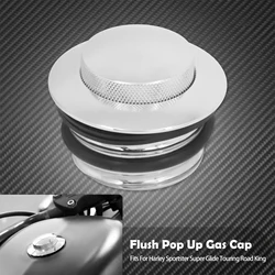 Sleek Black/Chrome Motorcycle Pop - Up Gas Cap Fuel Tank Cover (Chrome Gas Cap)
