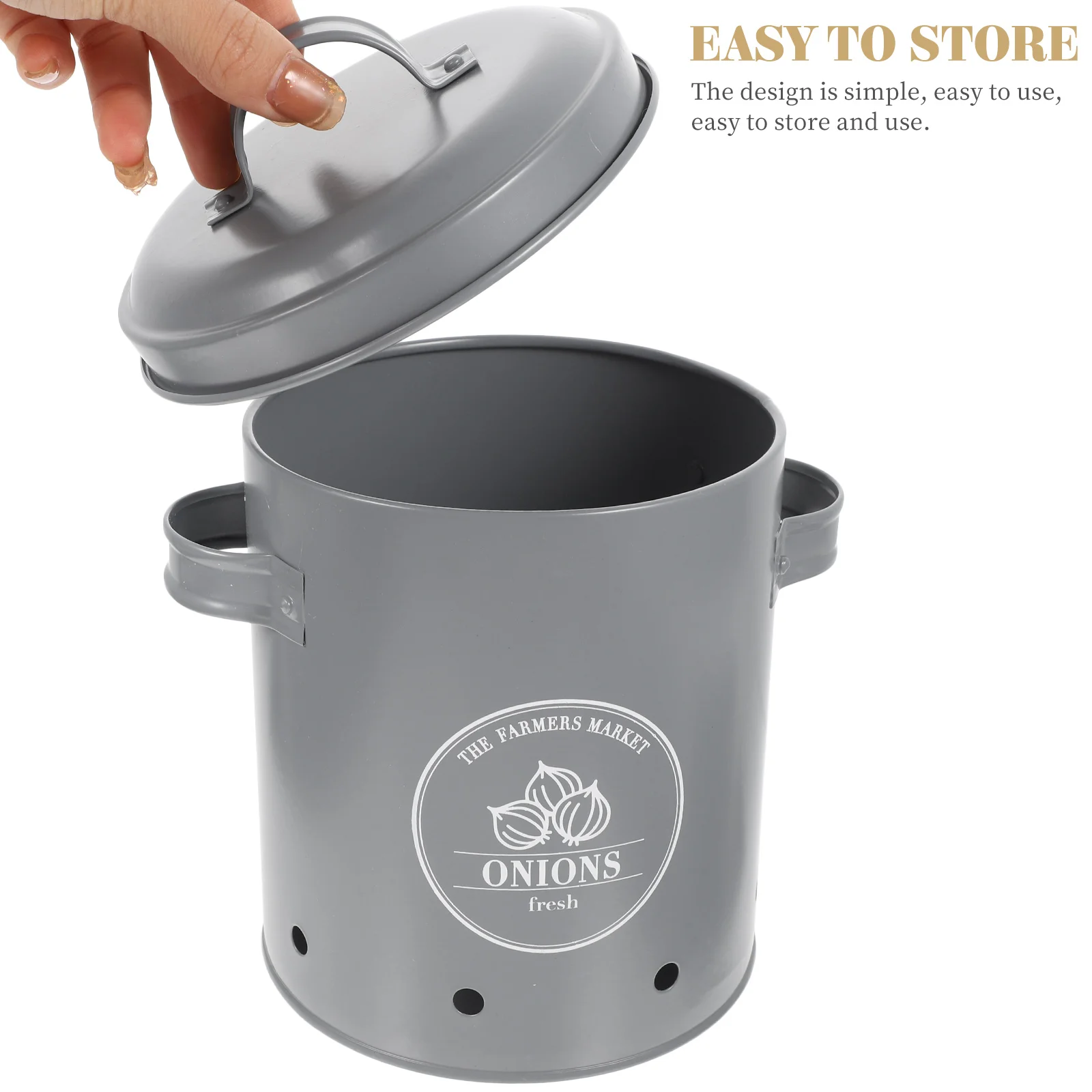 

Potato Bucket Food Storage Onion Container Kitchen Utensil Iron Garlic Open-hole
