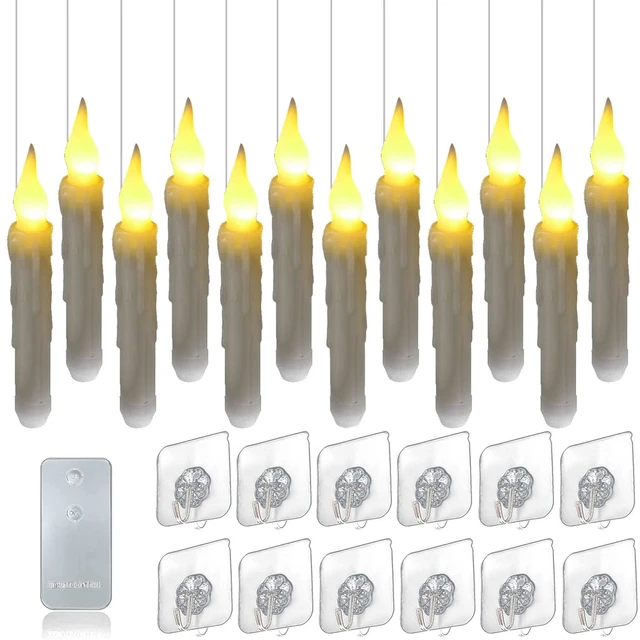 Bougie LED sans flamme flottante avec baguette magique à distance, lumière  clignotante, fête d'Halloween, décoration de la maison, 12 pièces, 24  pièces, 36 pièces - AliExpress