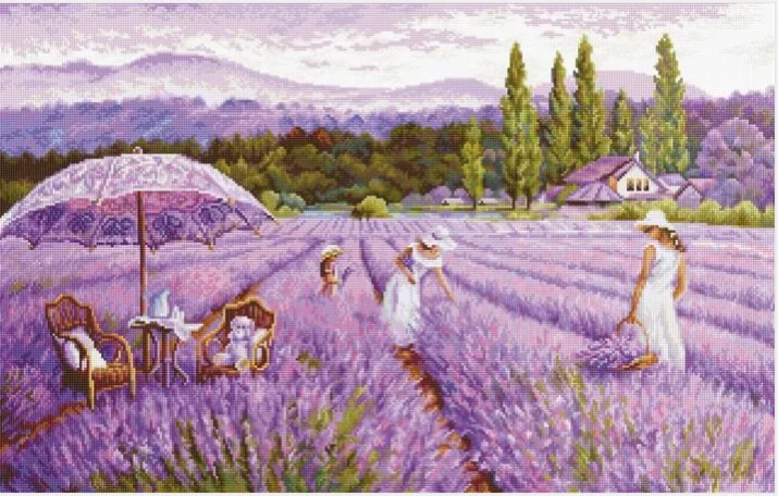 

Chinese Cross-Stitch Kits, Embroidery Needlework, Magician, DIY Sets, 46-Luca-s BU5008 Lavender Estate 68-46