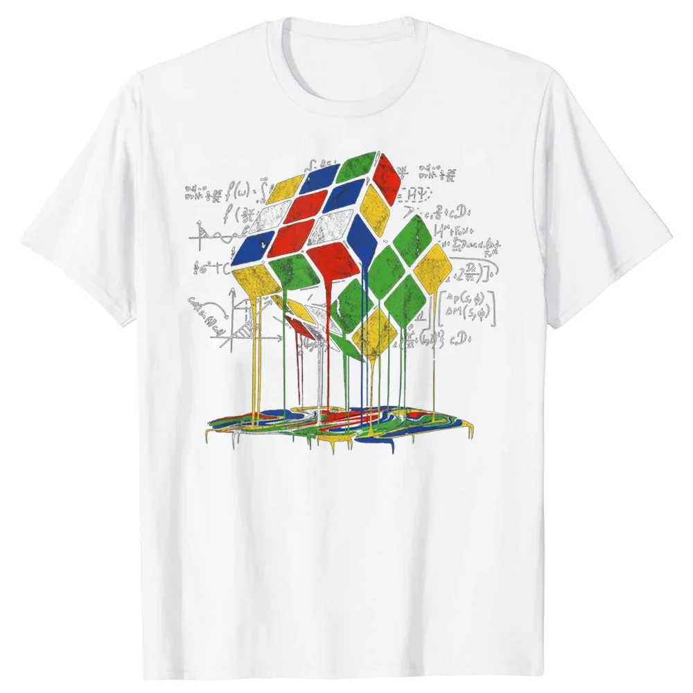 재미 있은 녹는 큐브 속도 Cubing 빈티지 수학 T 셔츠 여름 Rubiks Rubics 그래픽 코튼 streetwear 반팔 티셔츠 남자