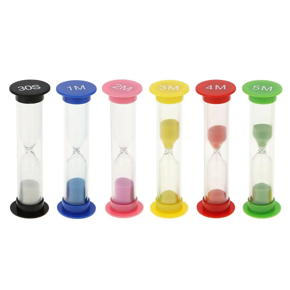 6pcs/set Minute Timer Hourglass Sand Clock 1/3/5/10/15/30min Clock Desktop Ornament Children Gift Sand Timer for Cooking Count 