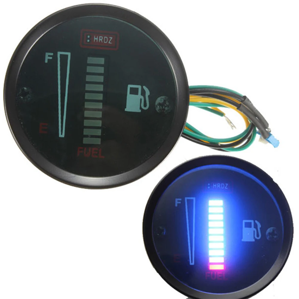 자동차 오토바이 트럭 SUV용 고정밀 전자식 연료 계량기, 12V 연료 레벨 게이지, 10 LED, 2 인치 가솔린 레벨 게이지