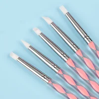5Pcs 2 Way Nail Art Acrylic Silicone Point Flower Nail Pen Stainless Steel Dotting Tools Marbleizing Painting Pens 2