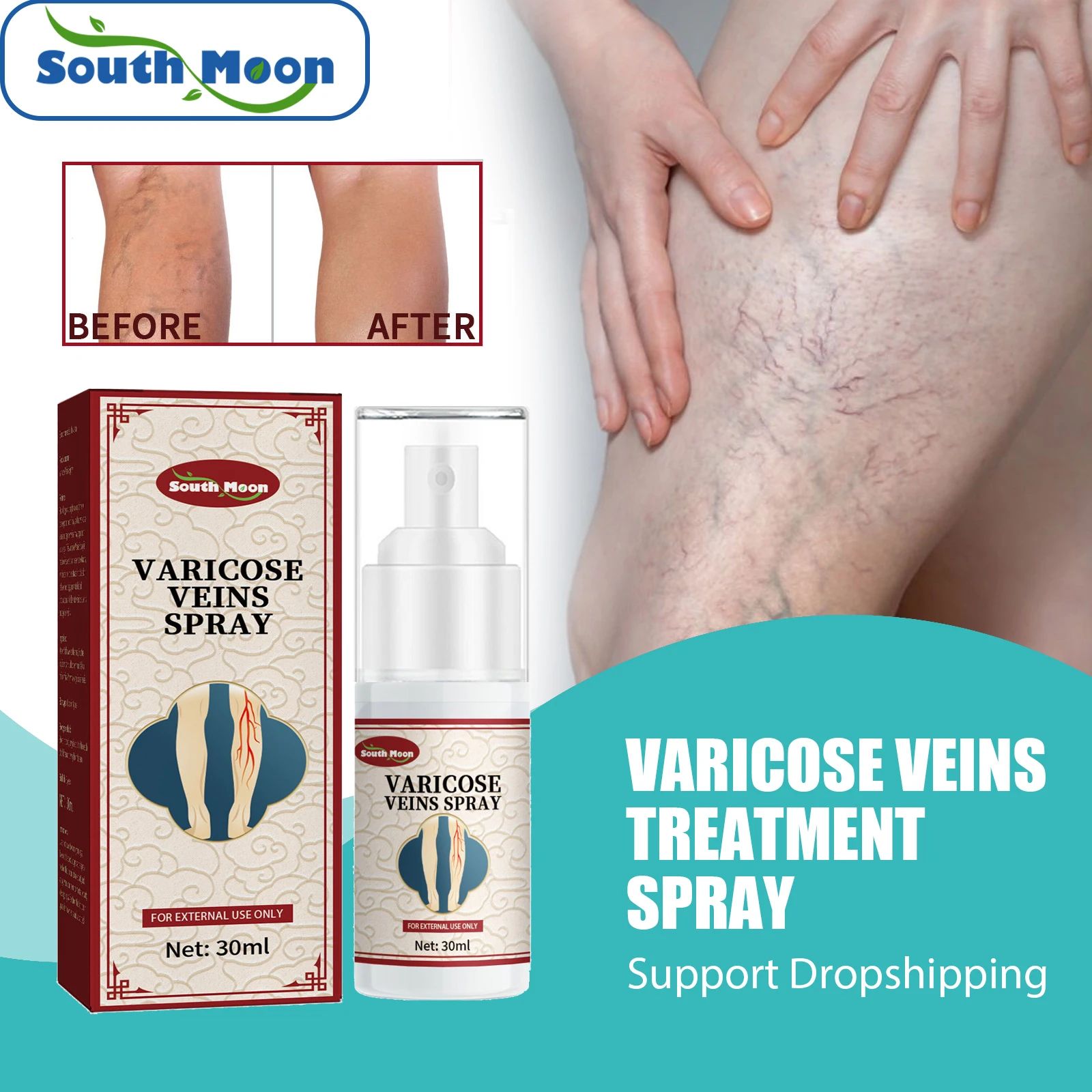 

South Moon Varicose Vein Spray Vasculitis Phlebitis Relief Cream Spider Legs Treatment Smoothing Blood Vessel Redness Body Care
