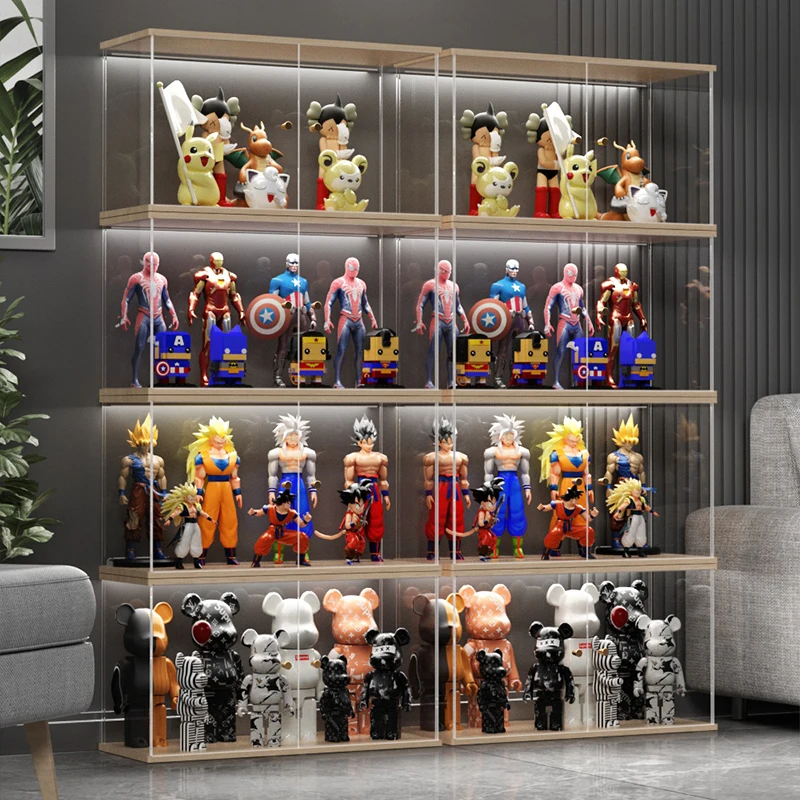 Display Cabinet for Figures Acrylic Transparent Dustproof Display Case  Living Room Storage Box Commodity Shelf Bookcase