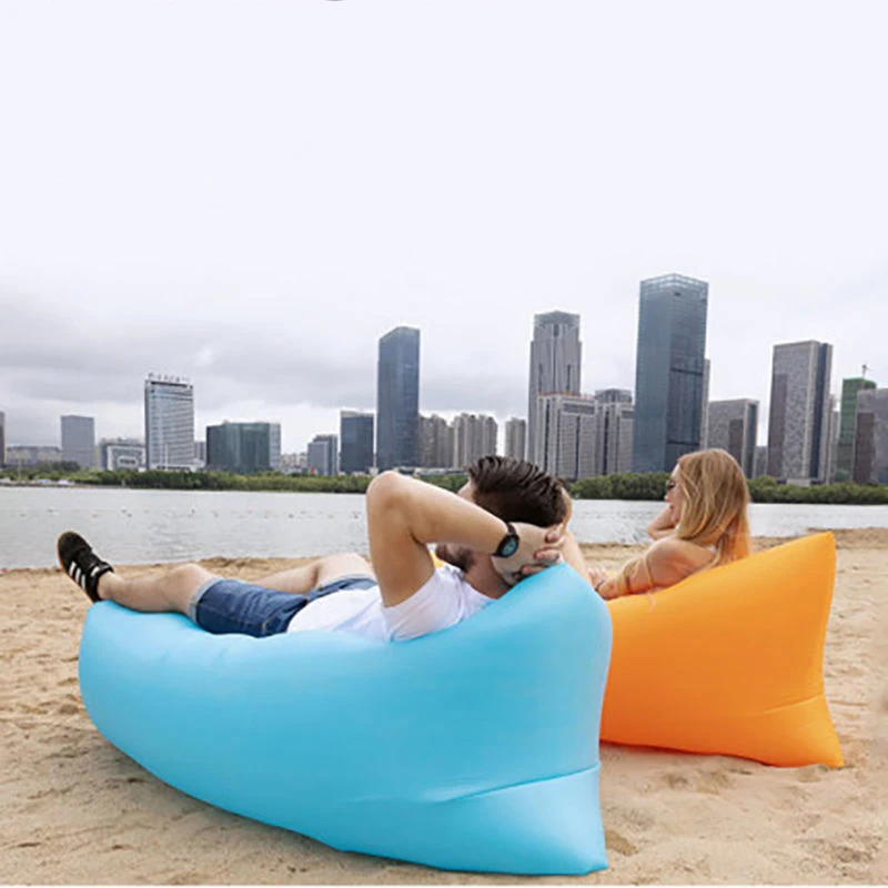 Color : Gray, Size : S Nwn Adult Children Inflatable Sofa Lazy Sofa Portable Outdoor Travel Beach Air Bed Large Trumpet 