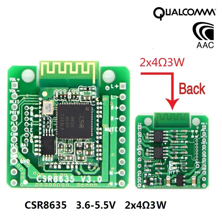 Плата усилителя мощности CSR8635 плата приемника аудио модуль Bluetooth с вызовом 2x3W |