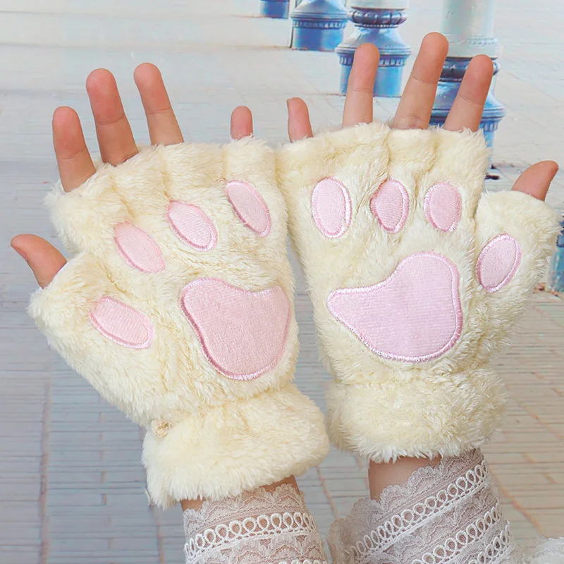 Mitaines Pattes D'animal – Peluche Fourrure Bleue – Taille Unique – Gants Cosplay