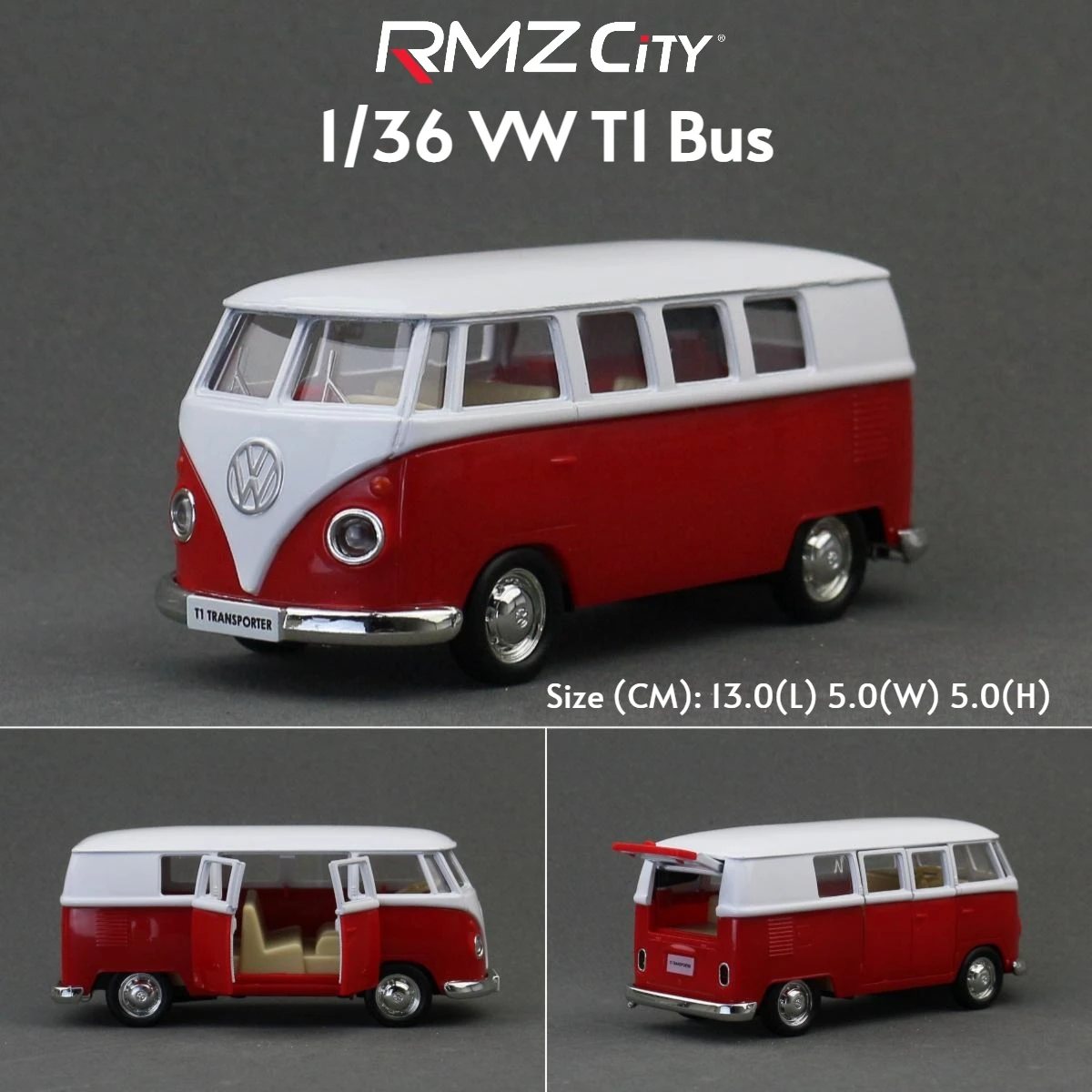 1/36 Volkswagen T1 Transporter Samba Bus RMZ CiTY 5'' Toy Car