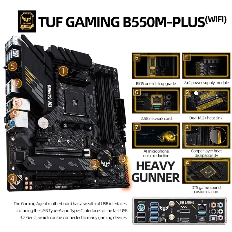 ASUS TUF GAMING B550-PLUS (WI-FI) AM4 ATX AMD Motherboard 