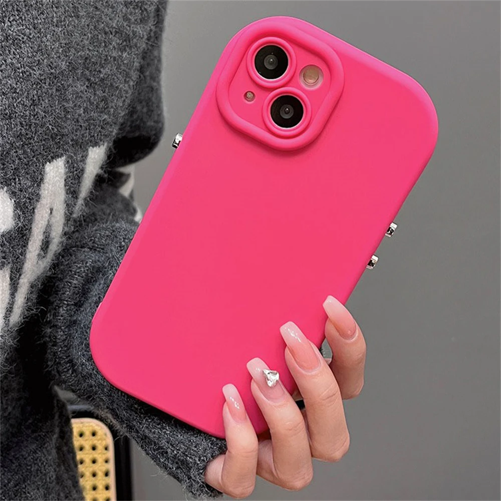Korean Cute Matte Candy Pure Color Case For iPhone 15 14 13 12 Pro Max 11 INS Soft Shockproof Liquid Silicone Bumper Back Cover
