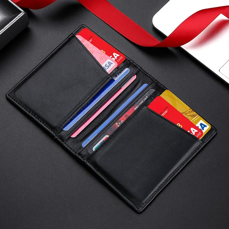 Soft Oiled Cowhide Small Wallet for Men Super Slim Genuine Leather Mini Credit Card Holders Thin Card Purse Wallet Card Holder Leather Wallet Credit Card Wallet Credit Card Holder Card Holder Card Wallet Wallet Card Bag