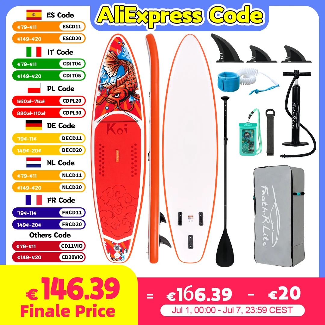 Feath-R-Lite 11' Sup Board Inflatable Surfboard Stand Up Paddle Board Inflatable Sup PaddleBoard with Accessories