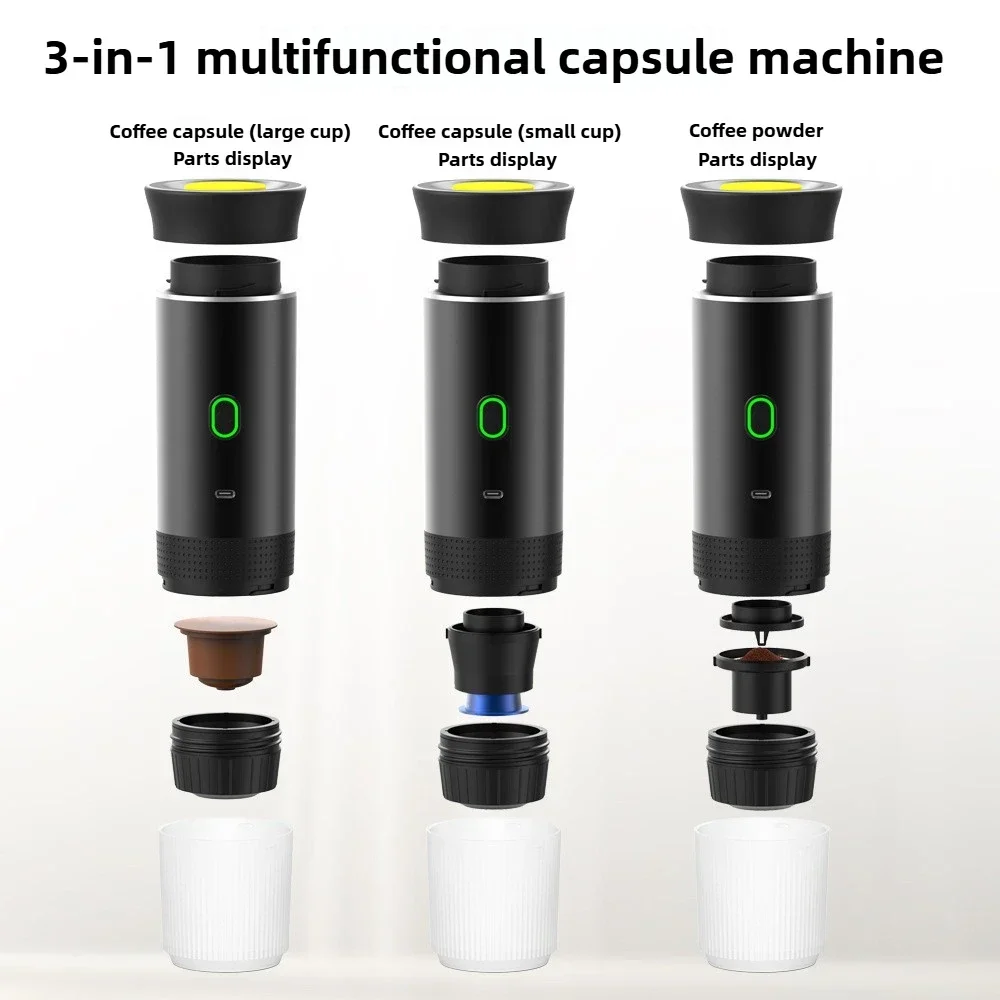 Wireless Electric Portable Espresso Coffee Machine for Car & Home Camping Coffee Maker 3-in-1 Capsule Powder Travel Maker