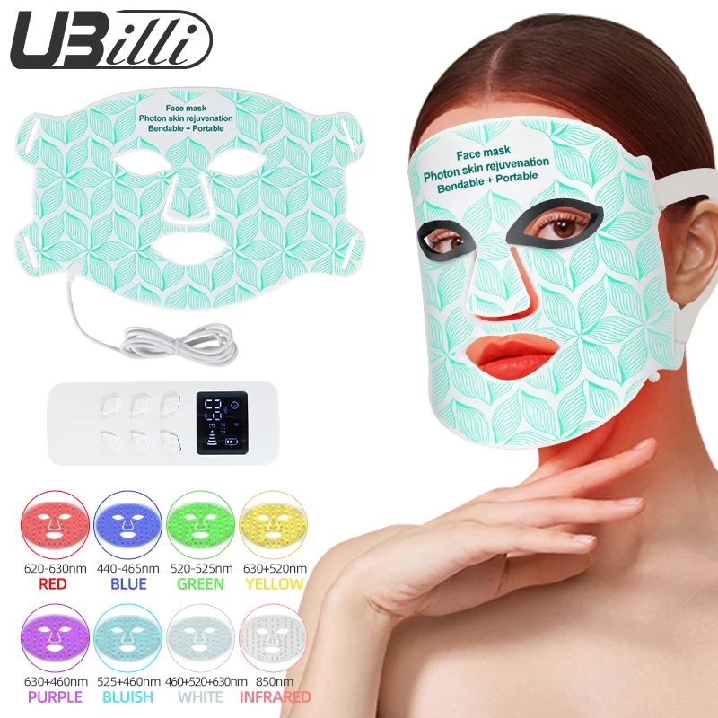 7 Colors LED Face Mask Red Light Therapy Silicone Facial Mask Therapy Photon Oil Control Repair Skin Tightening Anti Spot