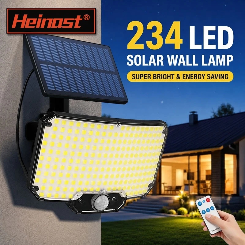 234 LED 태양광 조명, 3가지 모드 모션 센서 야외 태양광 램프, 마당 정원 울타리 통로 디자인용 보안등