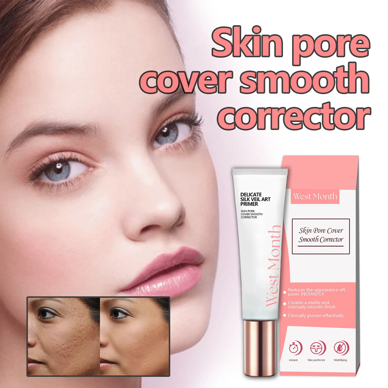 Invisible Pore Makeup Front Cream Natural Light Thin Isolating Cream Brightening Skin Tone Moisturizing Concealer Cosmetics 3