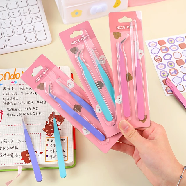 2pcs.set Scrapbooking Tool Ins Simplicity Korean Creative Tweezers Macaroon  Color Stationery Sticker Clip Student Supplies - AliExpress