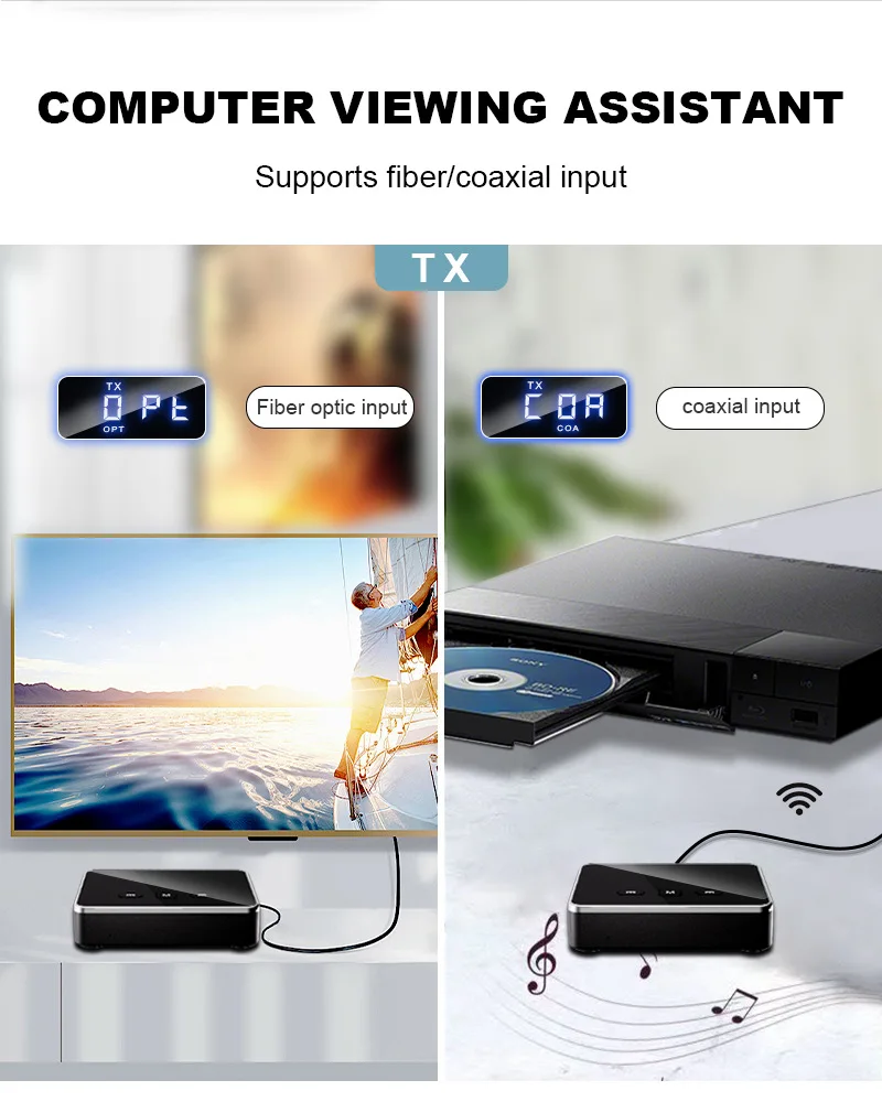Bluetooth 5.4 Receiver Transmitter AUX 3.5mm Jack RCA Optical Coaxial Handsfree Call Wireless Audio Adapter For TV Car Speaker bluetooth adapter,bluetooth transceiver adapter,audio adapter,bluetooth aux adaptor