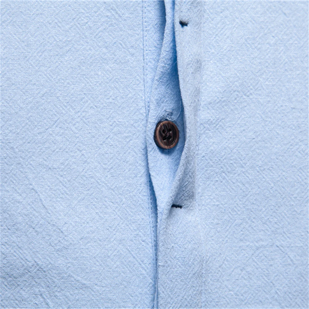 AIOPESON Men's casual short sleeved shirt Short Sleeve Solid Color Linen Shirt Turn Down Collar Casual Summer Breathable Comfort Shirts for Men