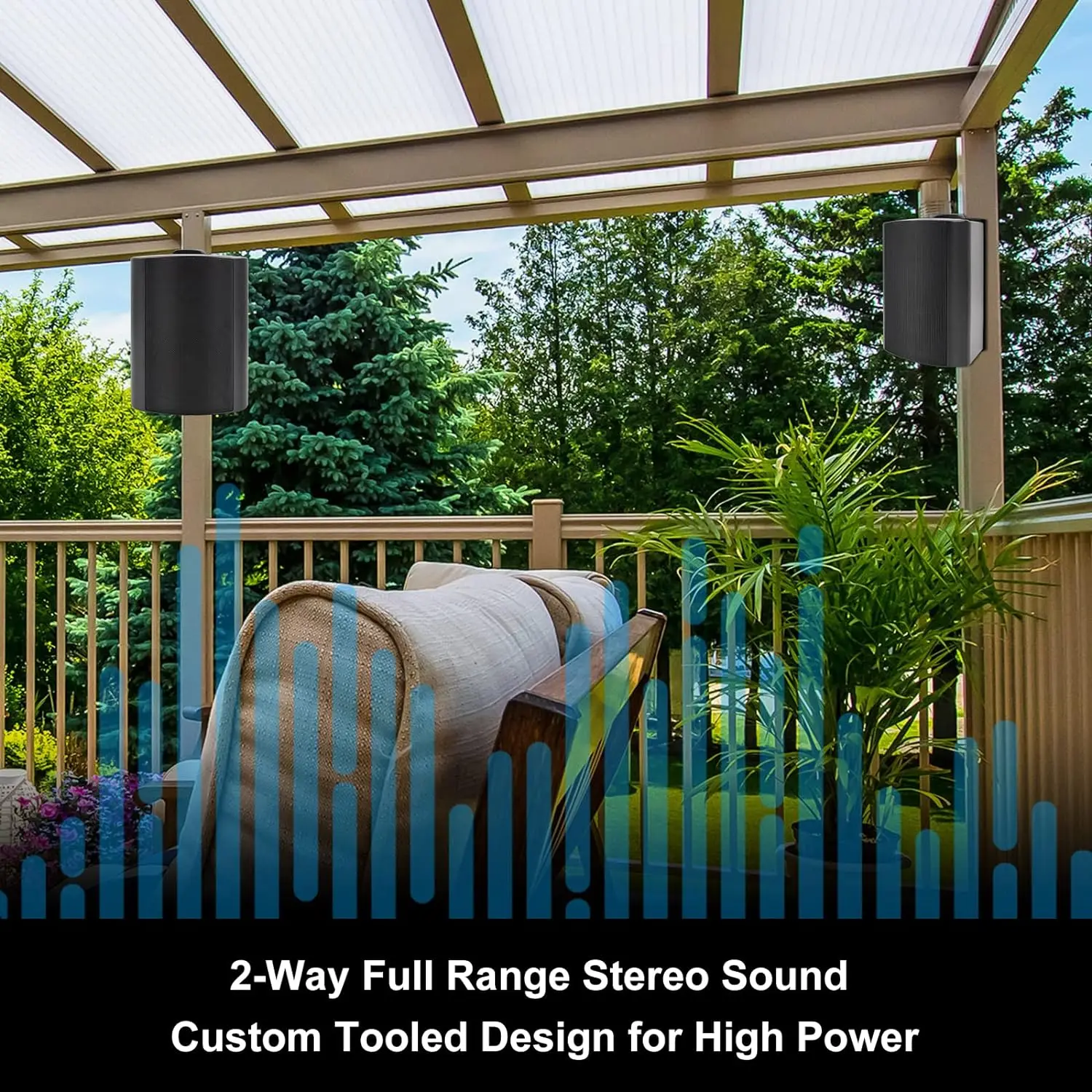 4PCS Passive Outdoor Speakers Wired Waterproof 4'' 2-Way 400W Wall Mounted Speakers With Dome Tweeter All-Weather Durability 6