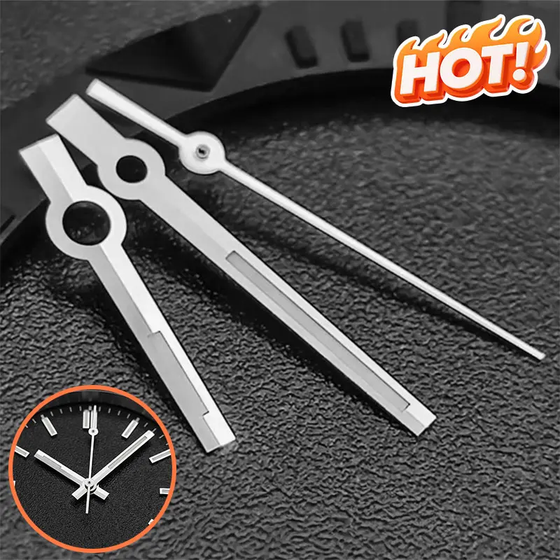 Silver Gold & Black Luminous Watch Hands for 24.5mm Dial - Premium Automatic Movement Watch Accessory